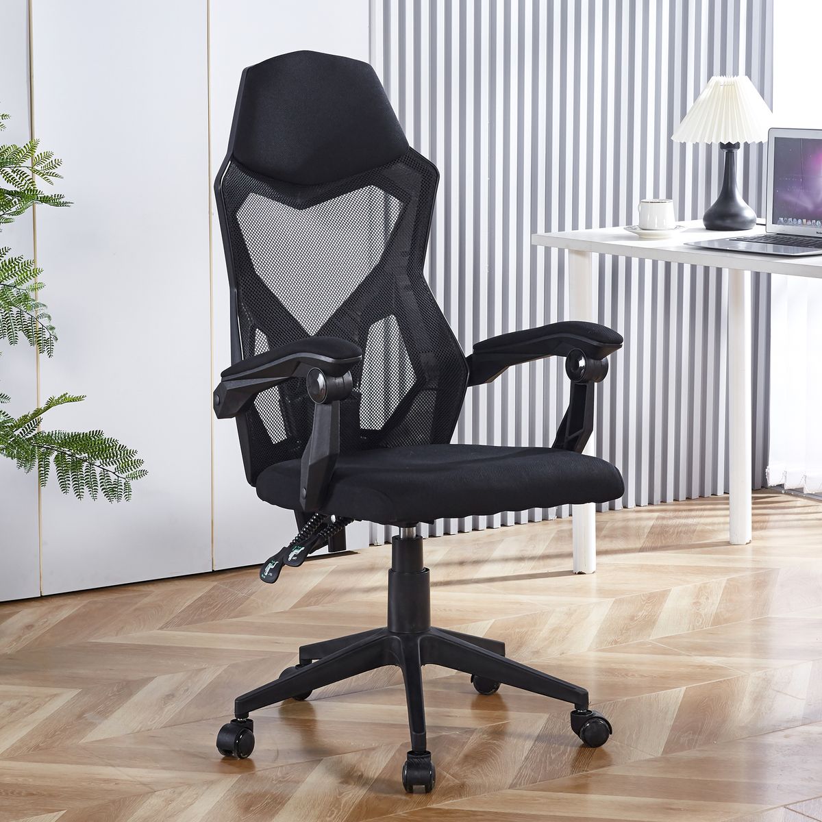 Ergonomic Office Chair Gamer Chair Home Recliner Gaming Chair Mesh Back - Black