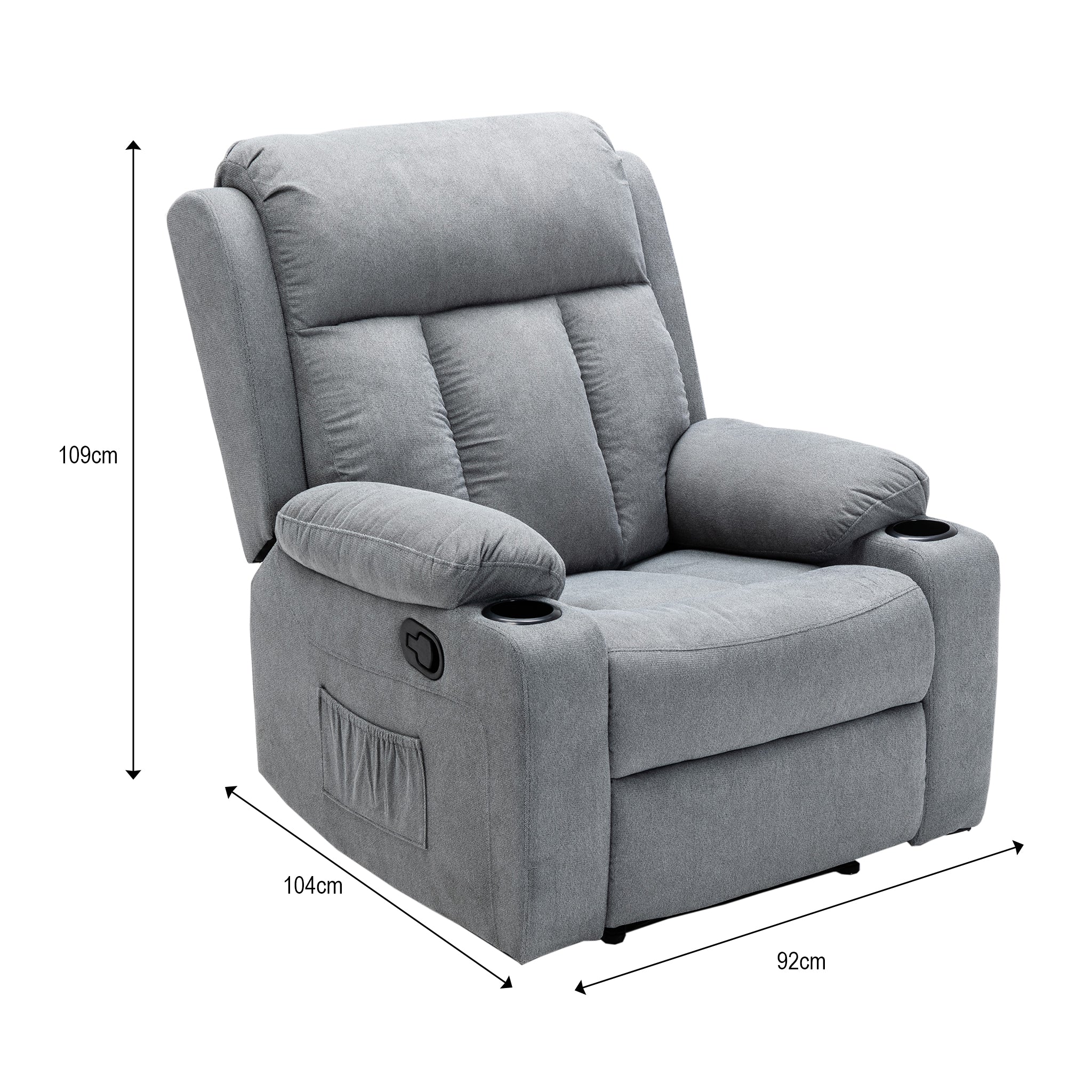 Lexi Recliner Armchair in Grey, Model CR-2032, Comfortable Seating Furniture3