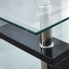 Modern two tier square glass coffee table A093