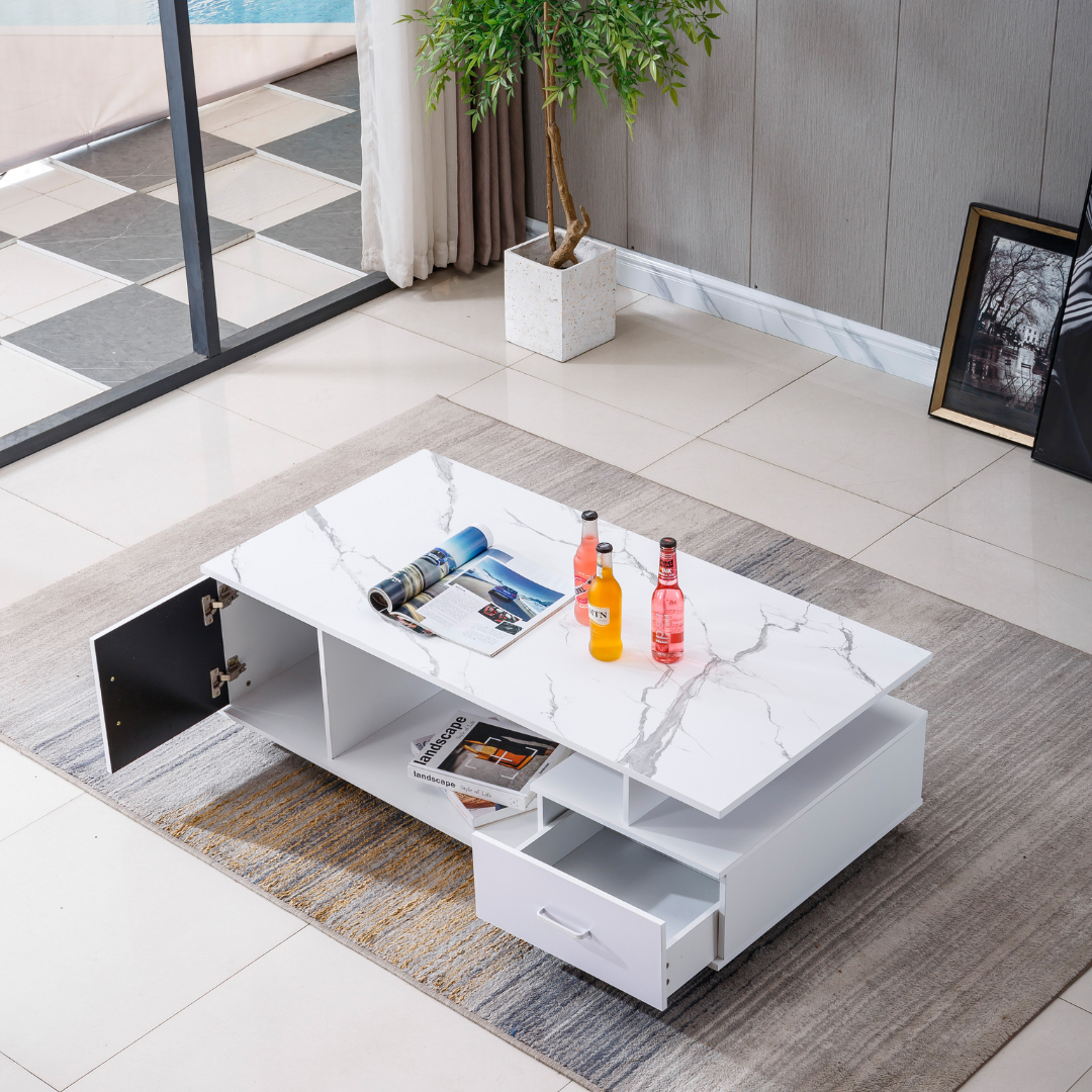 Elegant modern wood coffee table in white, versatile CT-288 design1