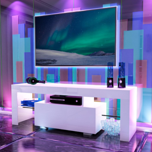 Modern TV Stand Media Console with LED Light and Remote Control SMT-TS0024