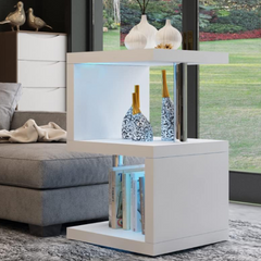 Modern Side Table End Table Book Shelf with Integrated LED Light - SHI8-ST262