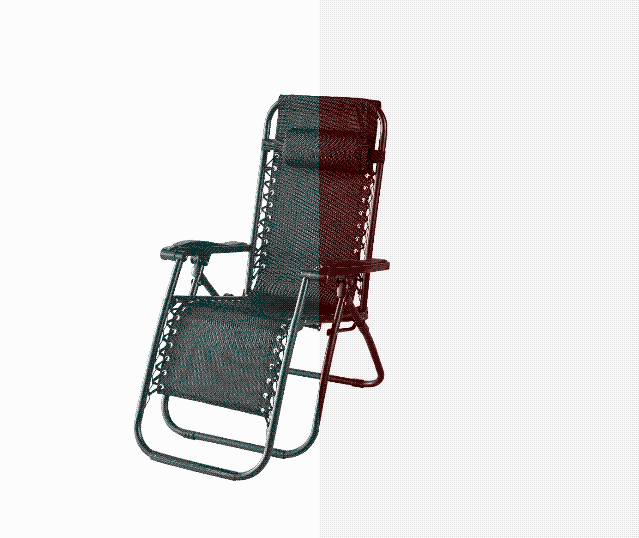 2-Pack folding garden sun lounger with headrest and side table outdoor recliner