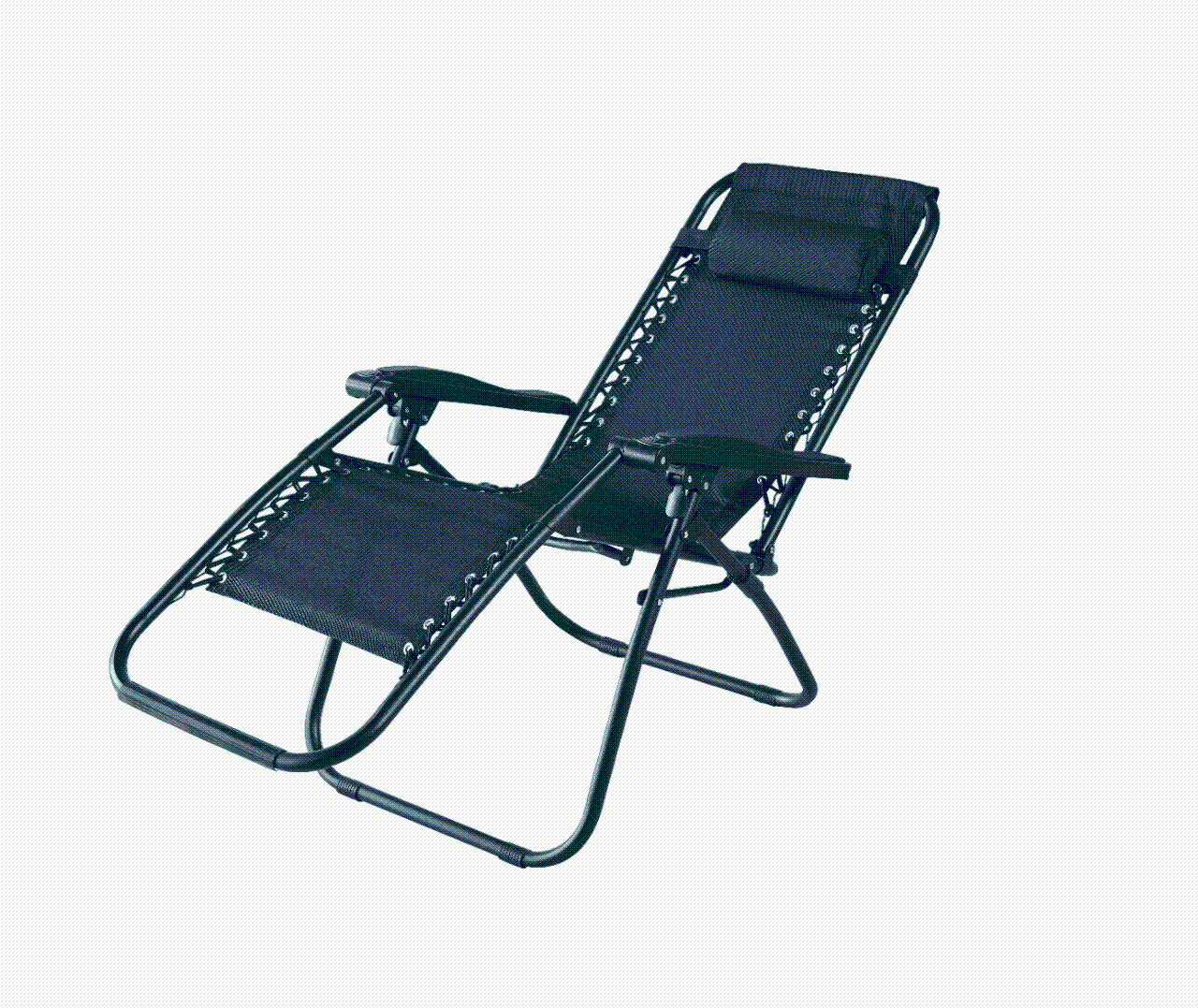 2-Pack folding garden sun lounger with headrest and side table outdoor recliner