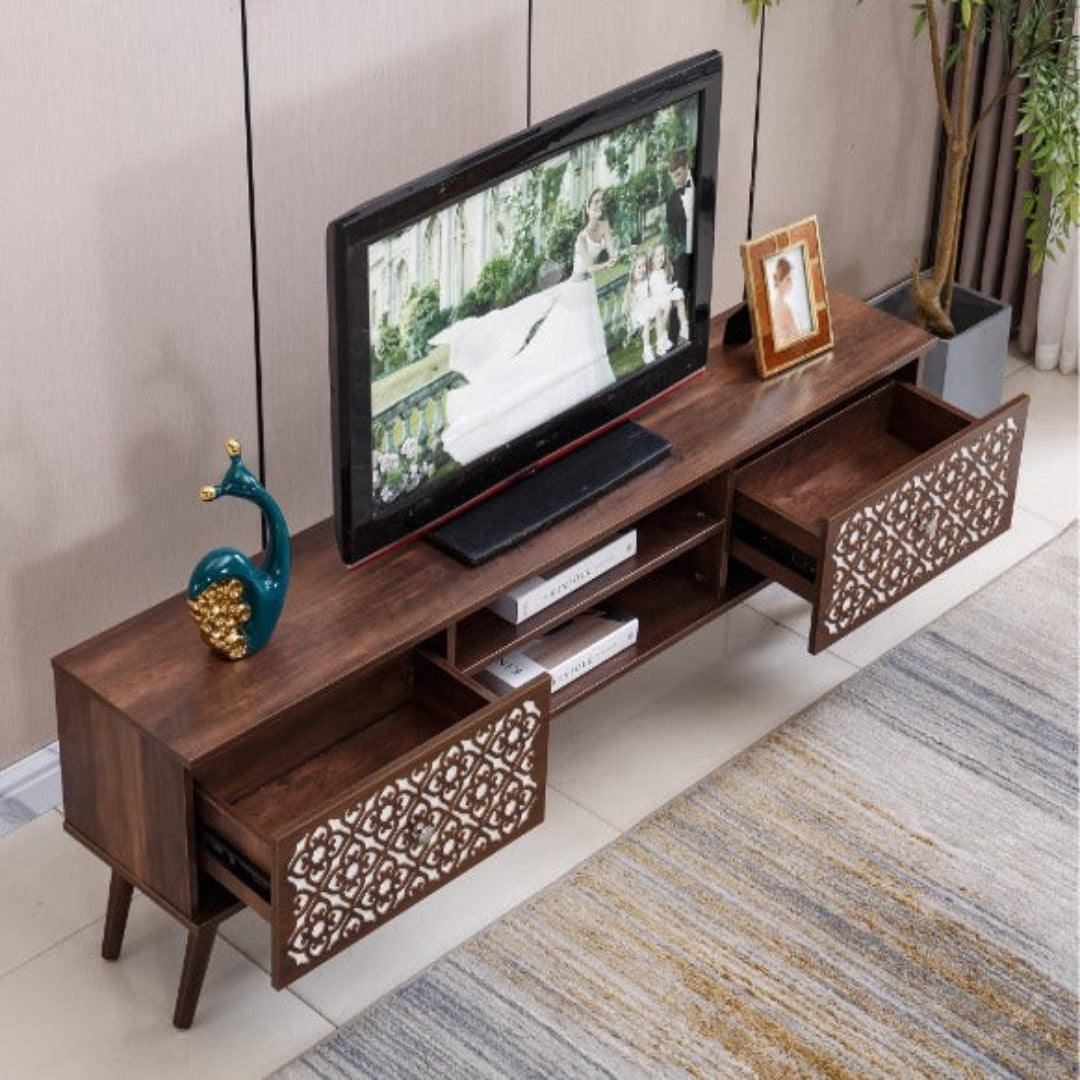 Rustic Modern TV Stand in Caramel color, model TV-1024