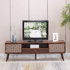 Rustic caramel-colored TV stand model TV-1012