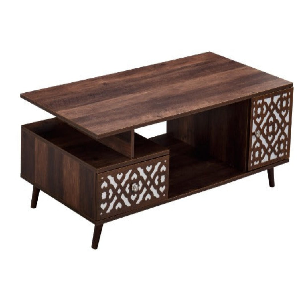 Rustic Caramel Coffee Table CT-101 in a cozy interior setting0