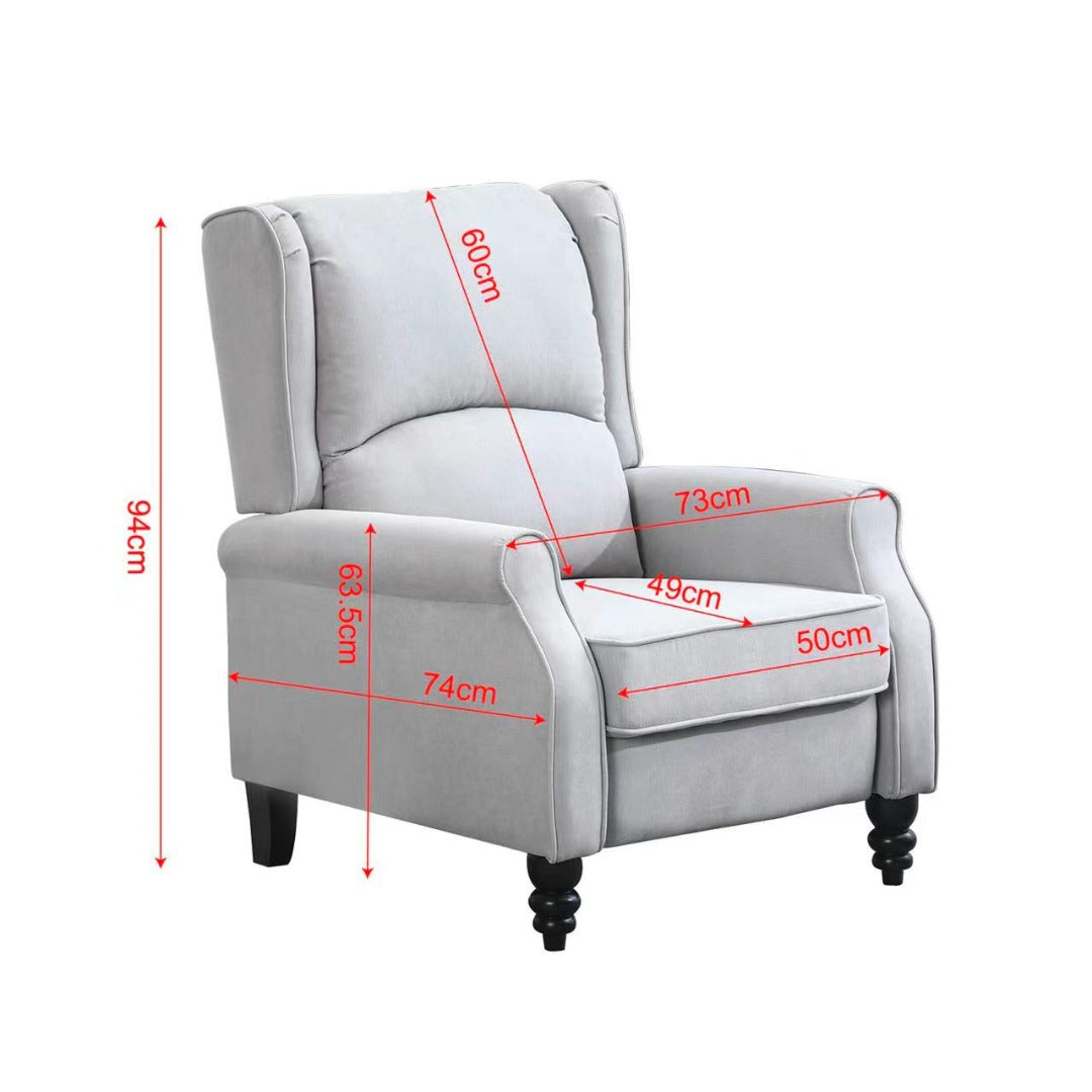 Micasa Push Back Recliner Chair- Grey - CR-HL2008