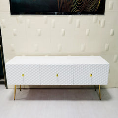 Ivy White Plasma TV Stand with Gold Accents Model TV-A18181