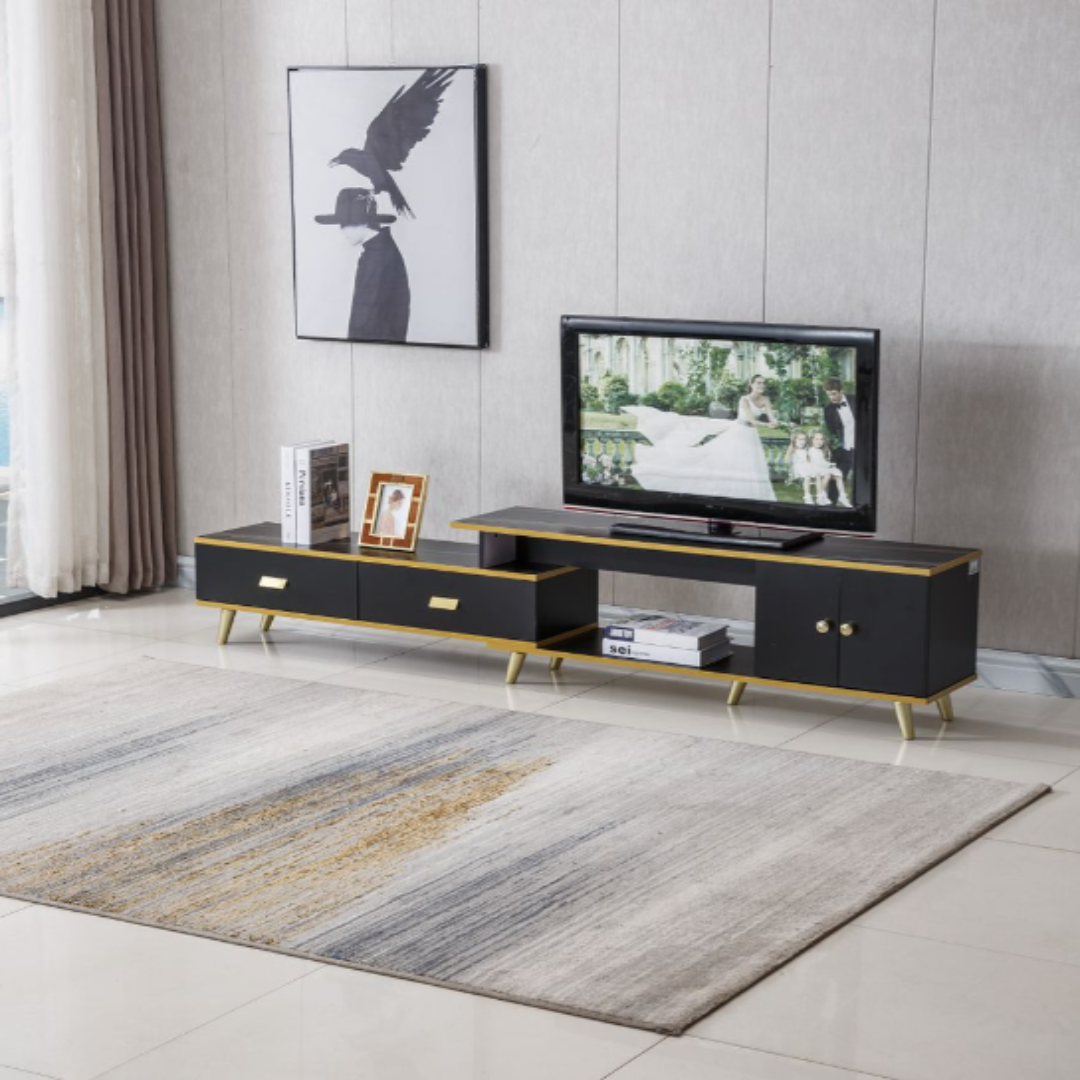 White/Black Bone Gold Adjustable Plasma TV Stand -TV-302