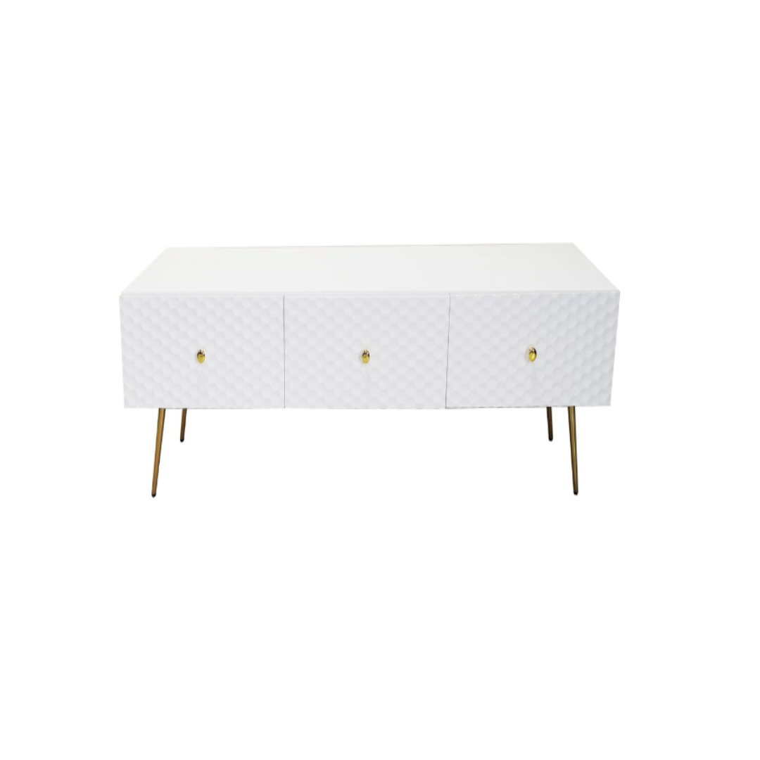 Ivy White Plasma TV Stand with Gold Accents Model TV-A18182